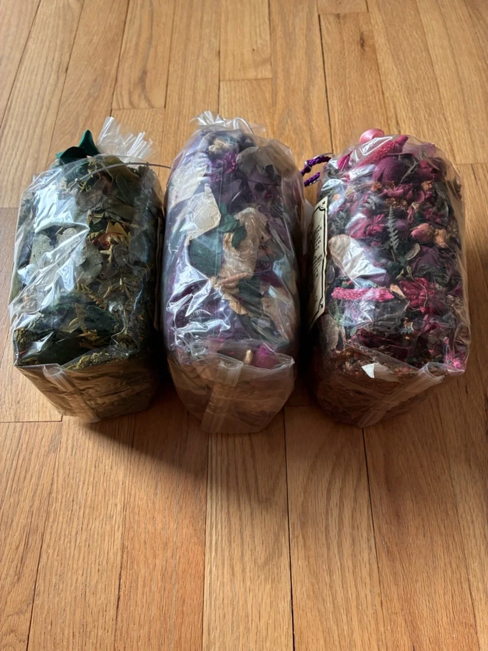 Potpourri Bags, 3 Sealed Bags, New Vintage, Wildflowers, Rose, Lavender